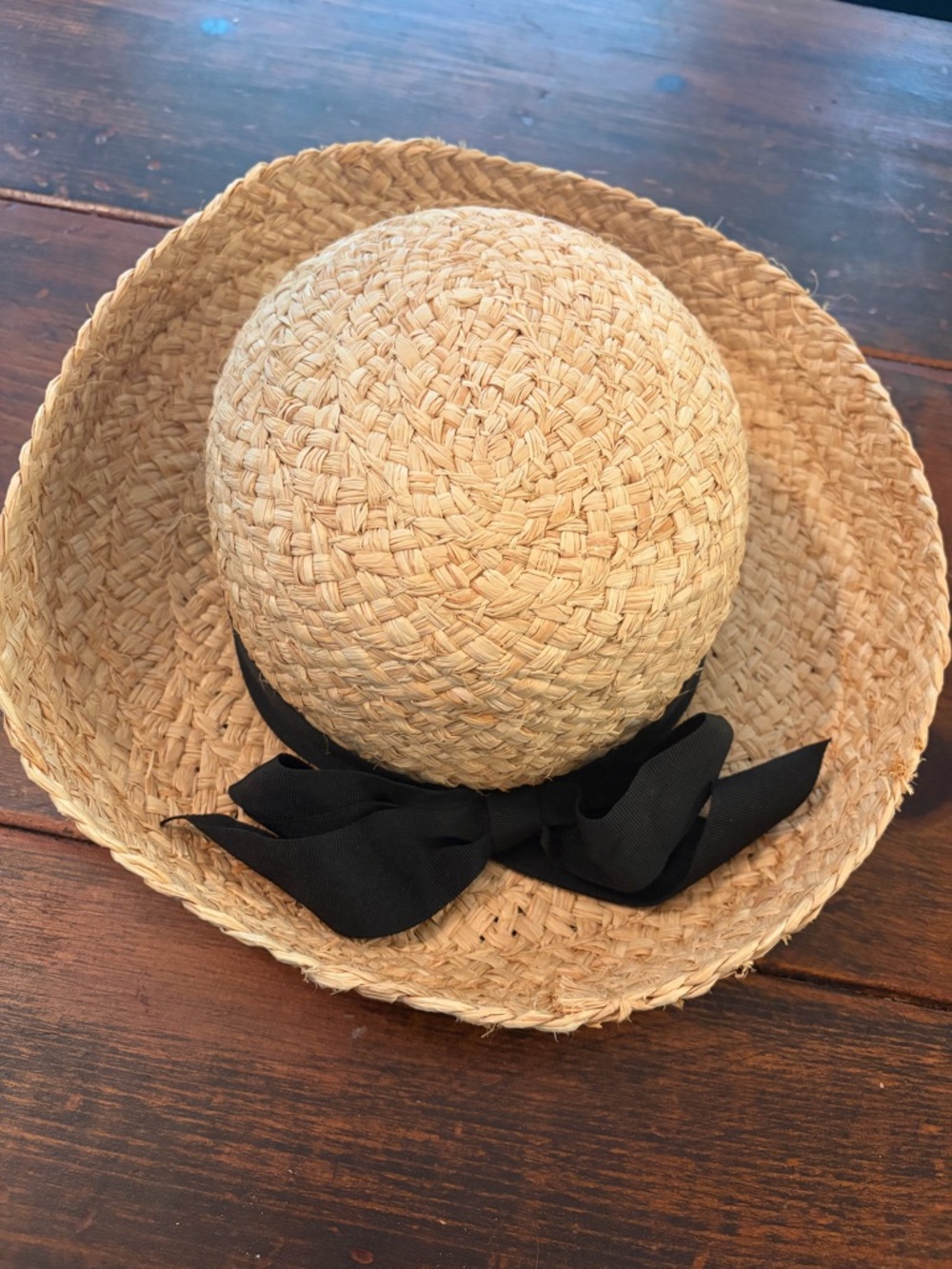 Liz Claiborne Natural Straw Hat with Black Inner Band